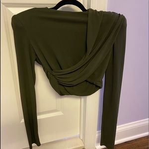 Zara cropped army green puff shoulder shirt. Never worn just tried on.